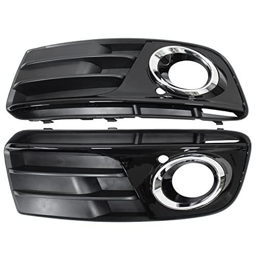 Pair Glossy Black ABS Front Bumper Lower Fog Light Cover Grill Grilles Insert