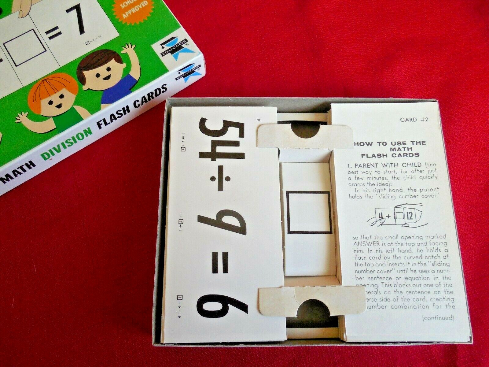 EUC! Vintage 1976 Binney & Smith (Crayola) EDU-CARDS Math Division Flash Cards