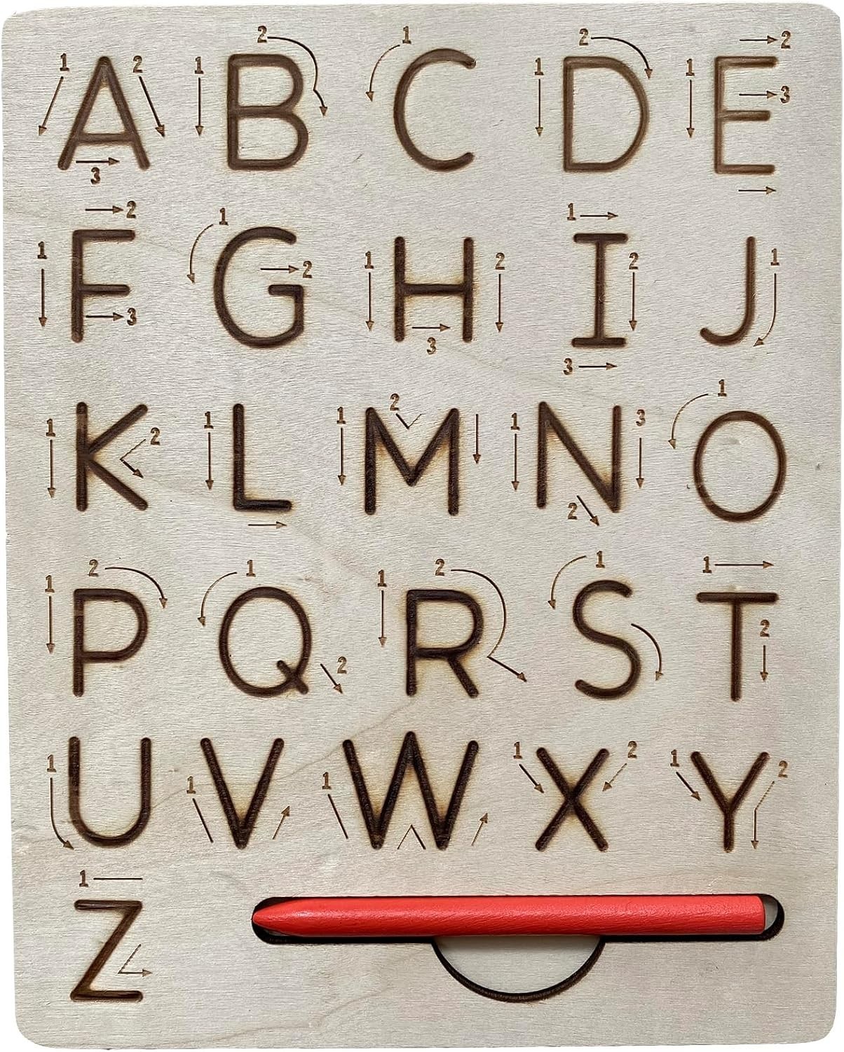 Double-Sided Wooden Alphabet Tracing Board for Kids – Reusable Handwriting Tool