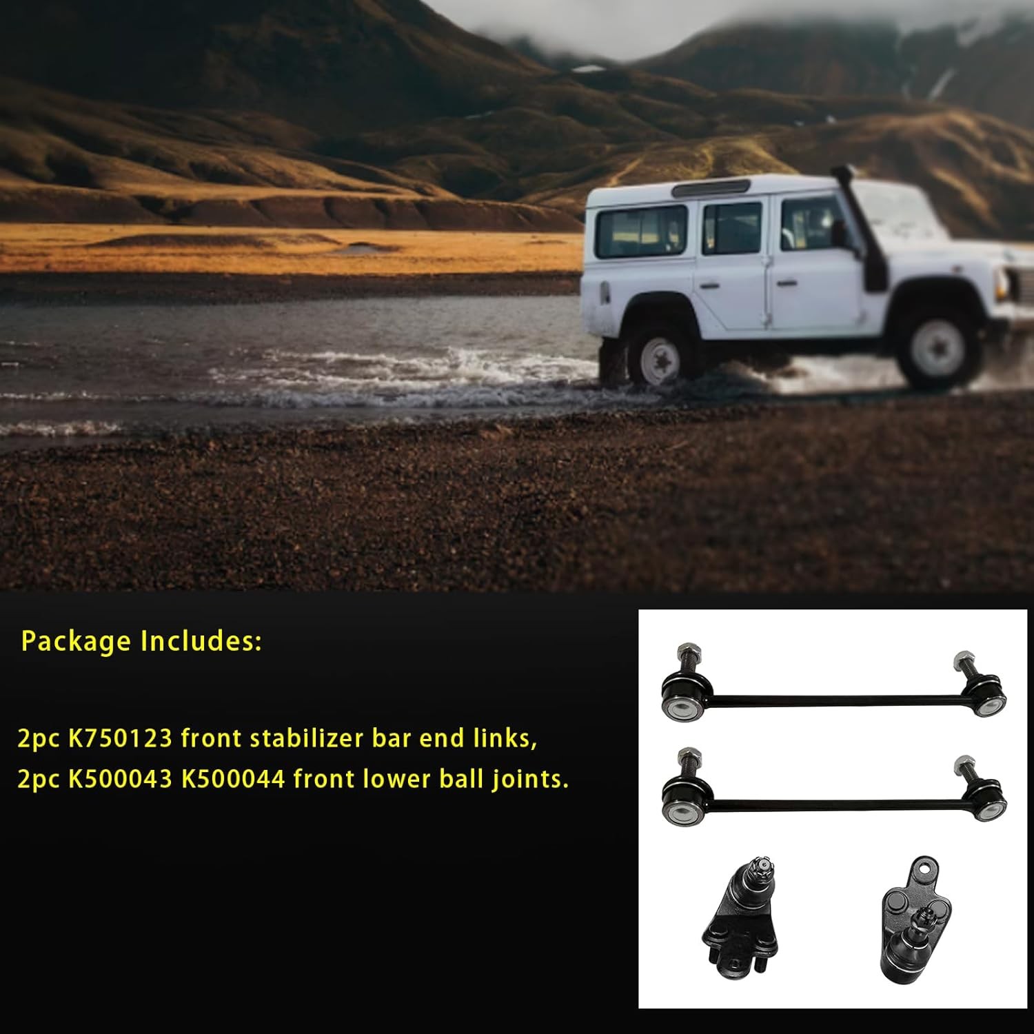 4pc Front Sway Bar End Links and Lower Ball Joint Kit K500043 K500044 K750123