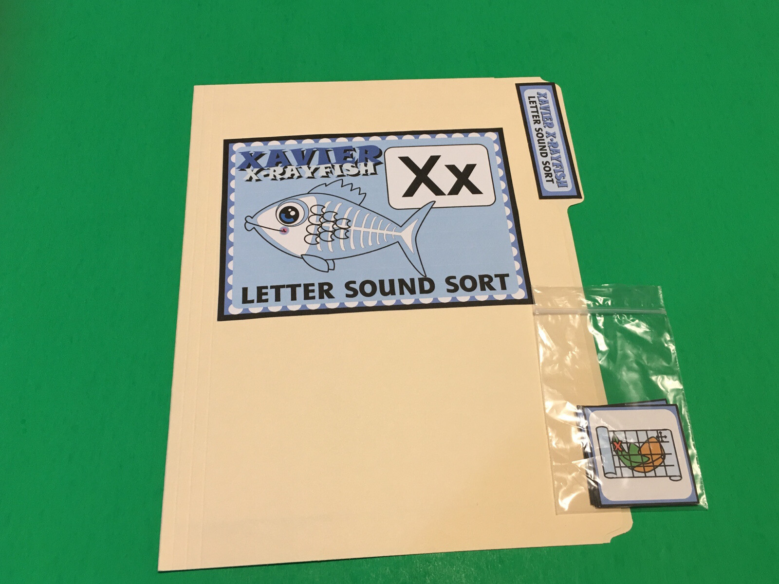 Xavier X-rayfish Letter Xx – DIY File Folder game – Printed / Uncut
