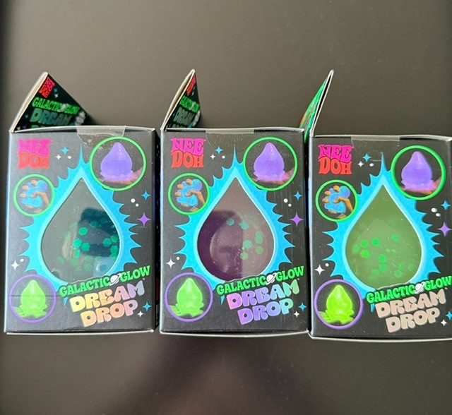 NeeDoh Galactic Glow Dream Drops. Complete set of 3.Green, Purple, Blue- RARE!