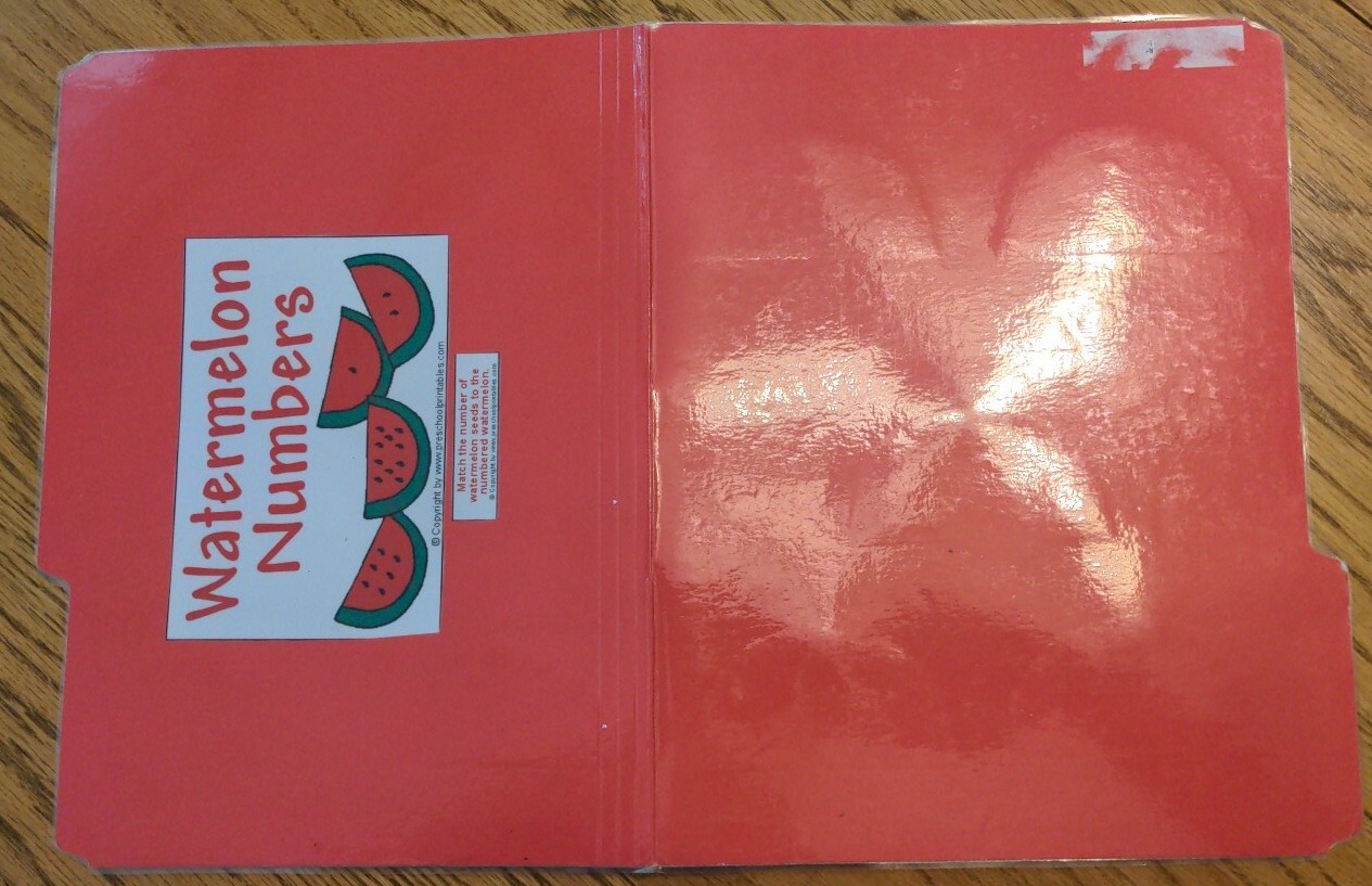 Watermelon Numbers Early Childhood Counting File folder game Math Readiness Mint