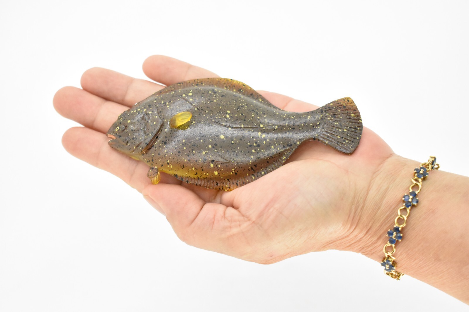Pacific Halibut, Toy Fish, Very Realistic Rubber Model, Hand Painted Figurine 5″