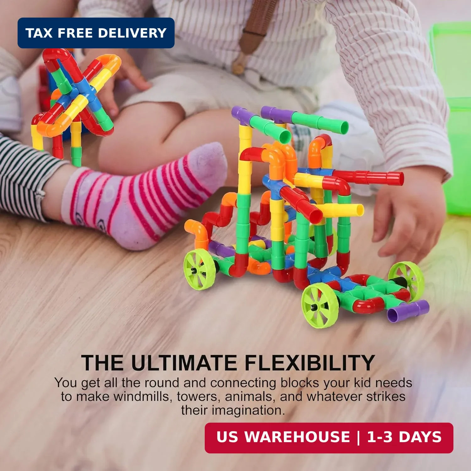 STEM Building Blocks Toy for Kids, Educational Toddlers Preschool Brain Toy Kit,