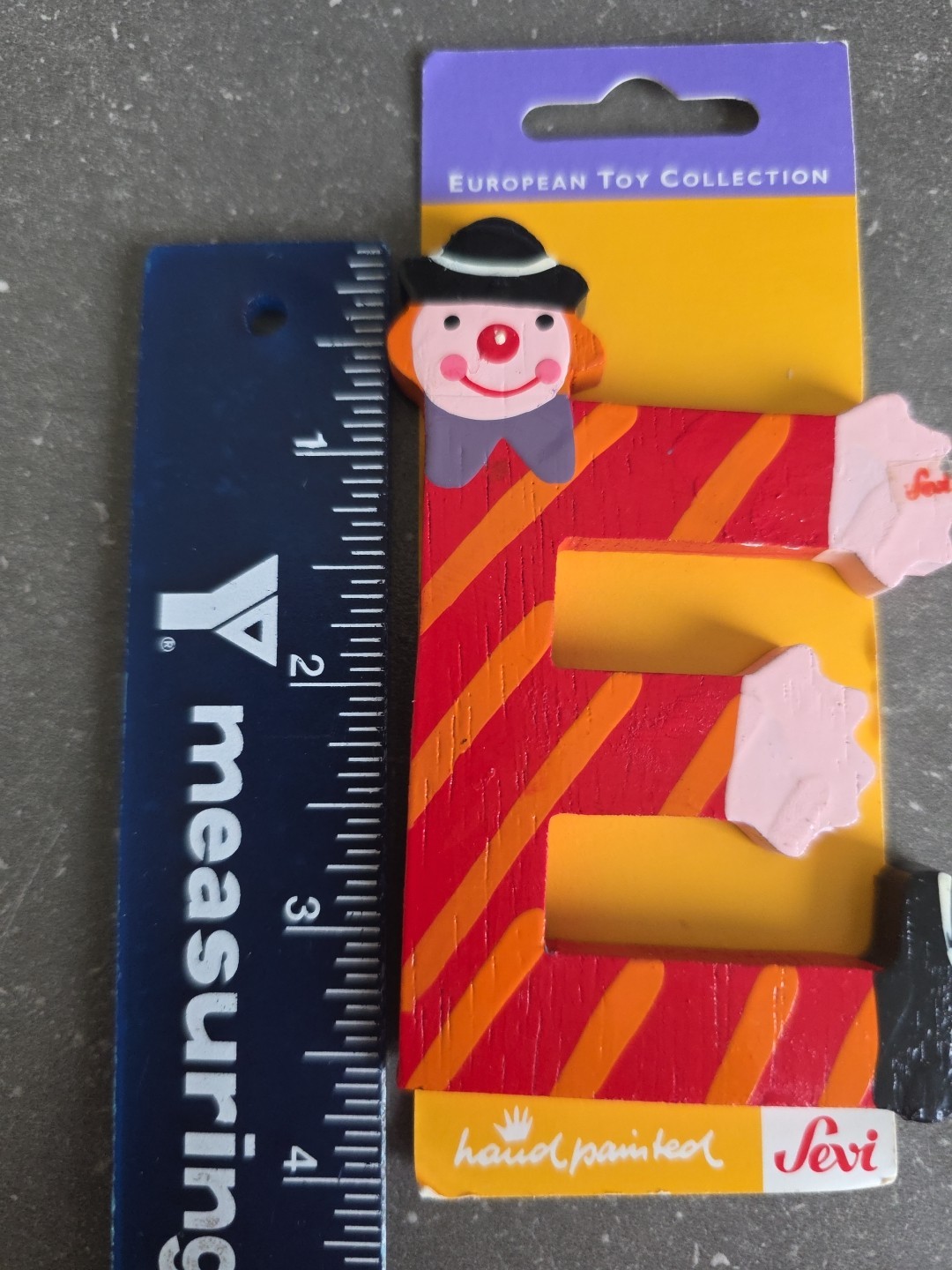 Vintage NOS Sevi Hand Painted Alphabet Red Letter E Painted Wood Clown