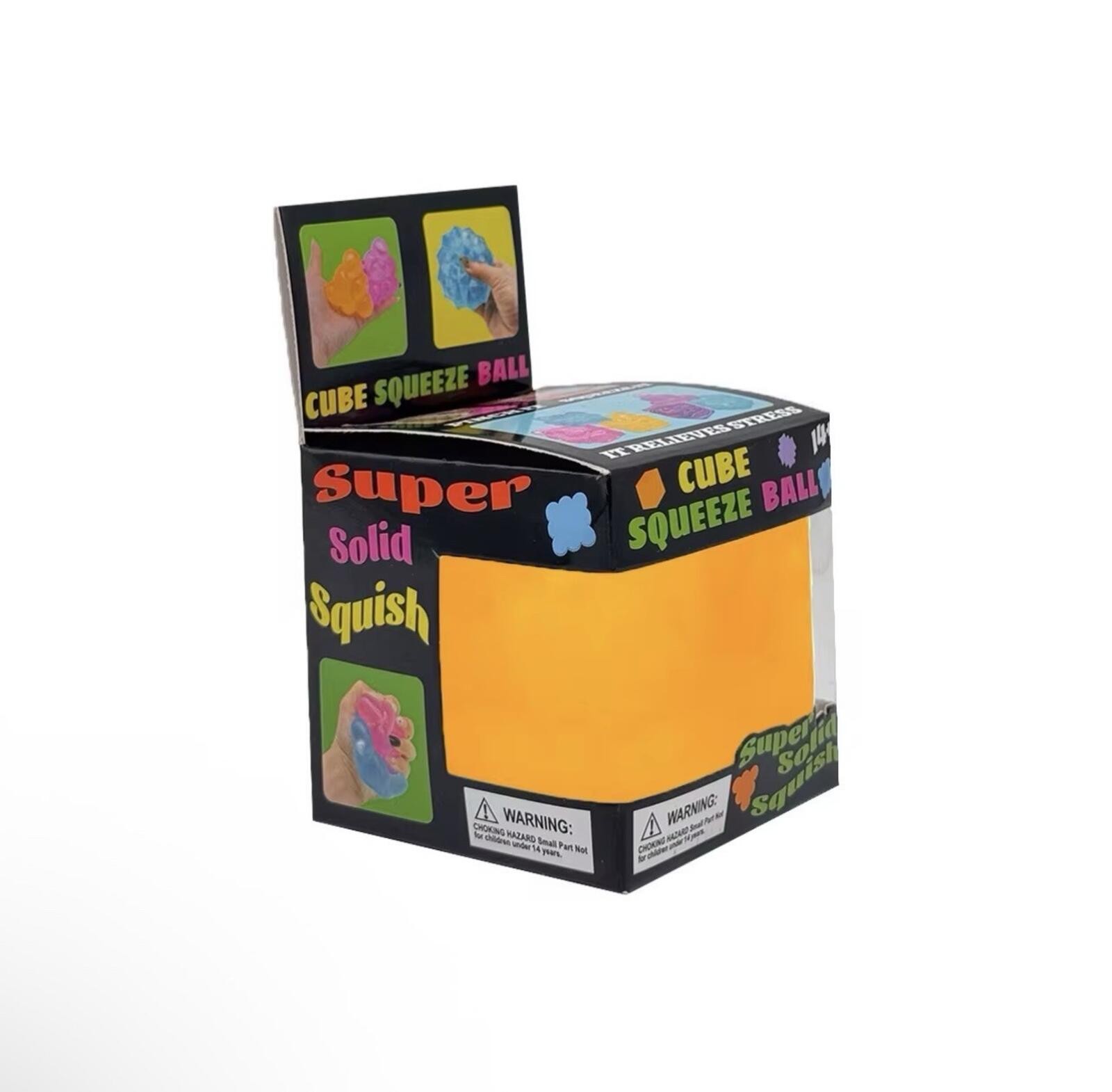 Super Solid Squish Cube Squeeze Ball Sensory Toy orange 3+ Years