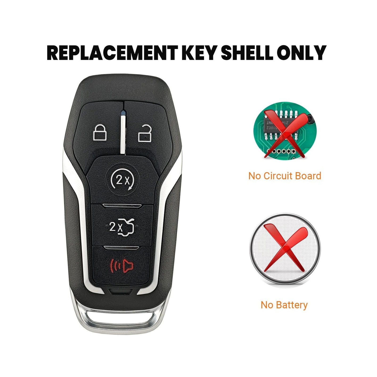 Key Fob Case Shell Fit for Ford Explorer Edge Mustange Fusion 5 Buttons Repla…