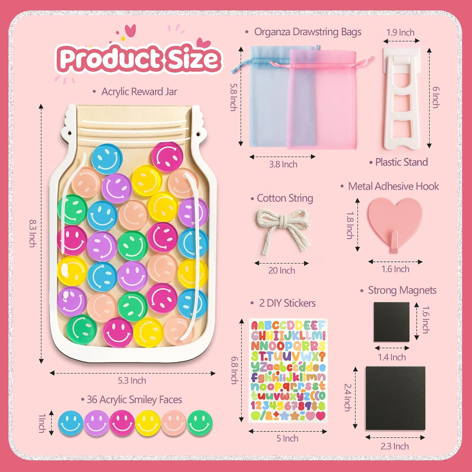 Magnetic Reward Jars for Kids – Smiley Tokens Behavior Chart System SHIPS FREE