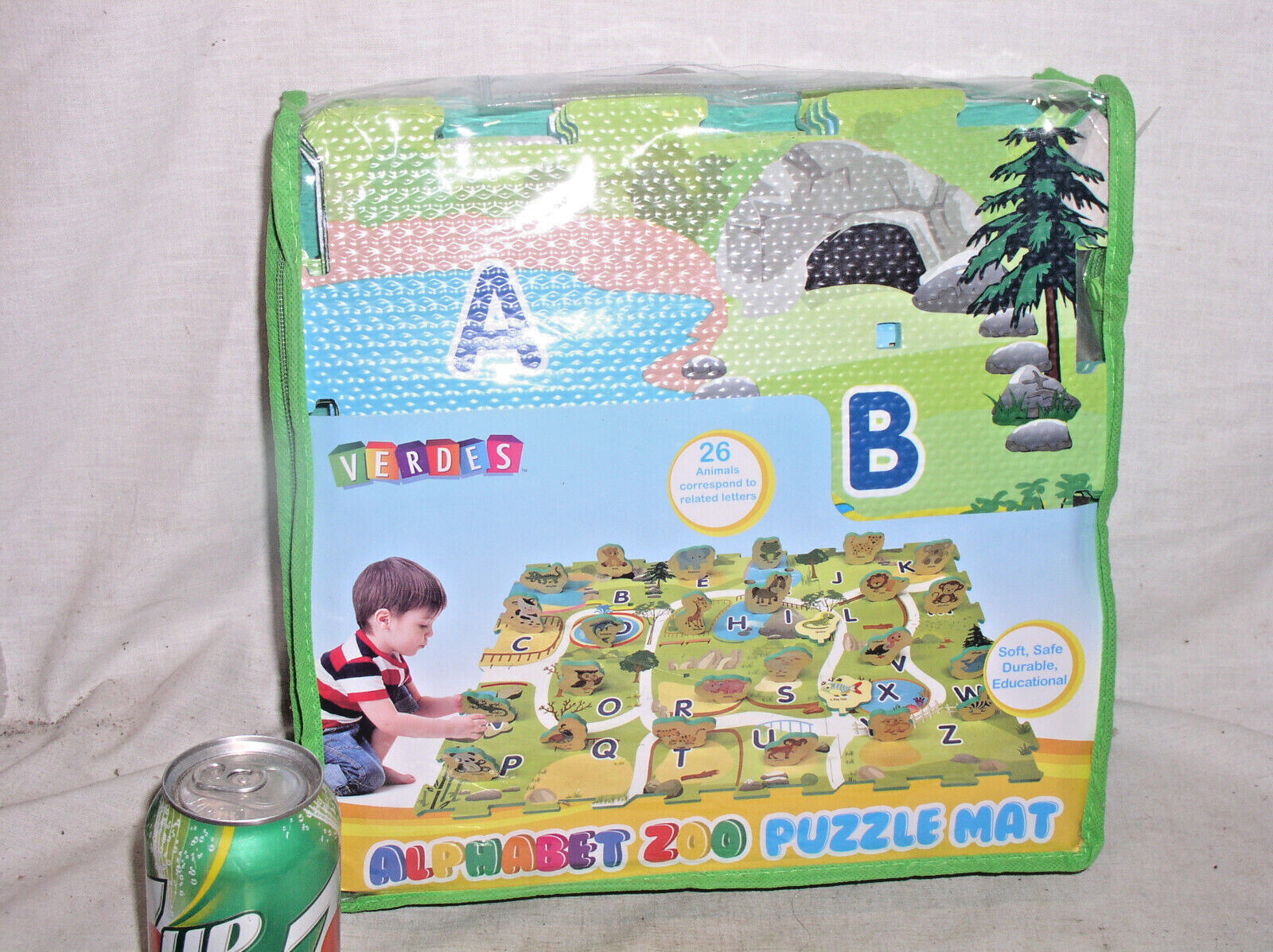 3×3′ 9 Piece 26 ANIMAL ALPHABET ZOO PUZZLE Foam Floor Mat Kids Child Age 3+ USA