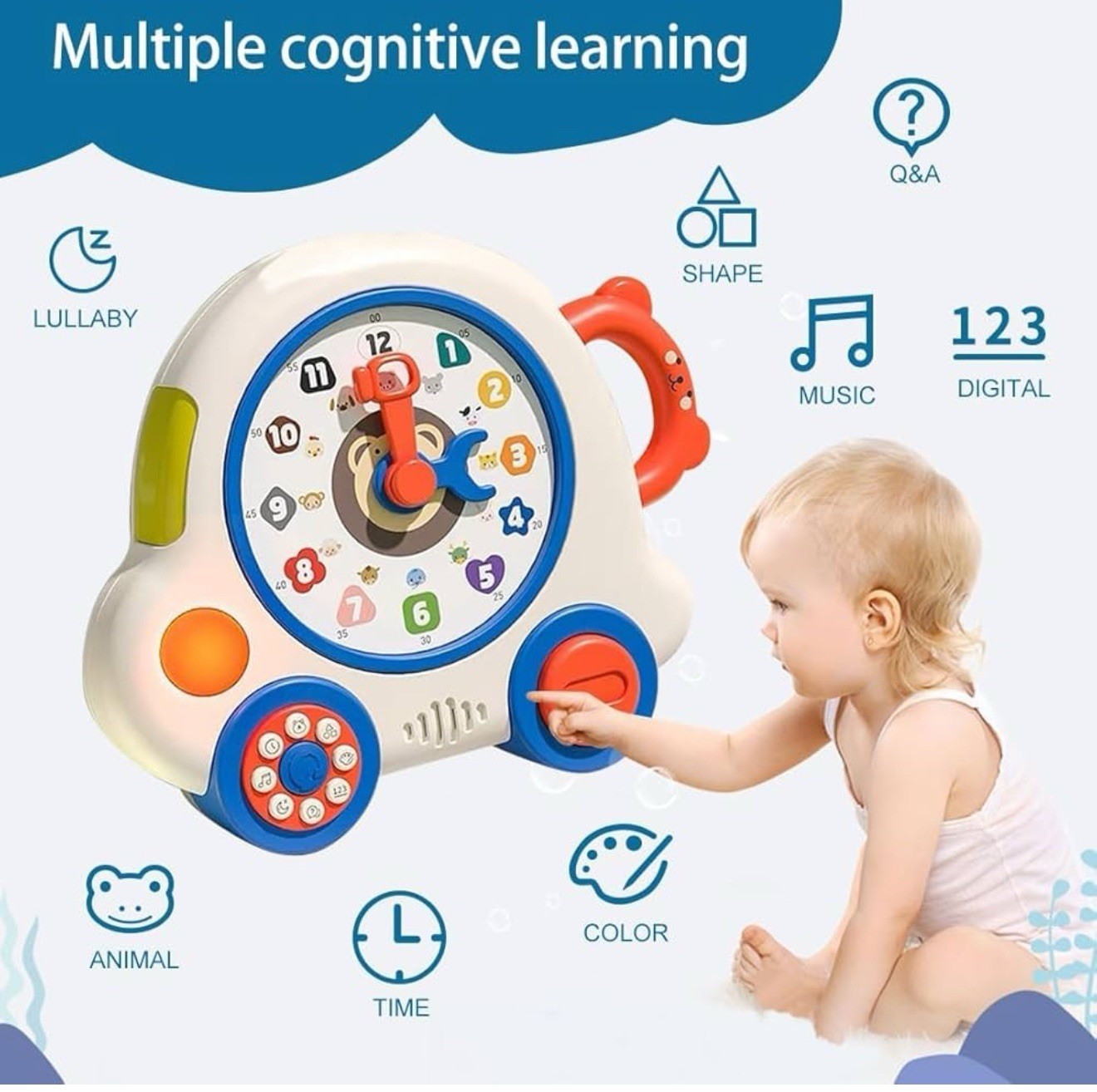 🚨 NEW – Learning Machine Clock Interactive Educational Multiple Cognition Toy