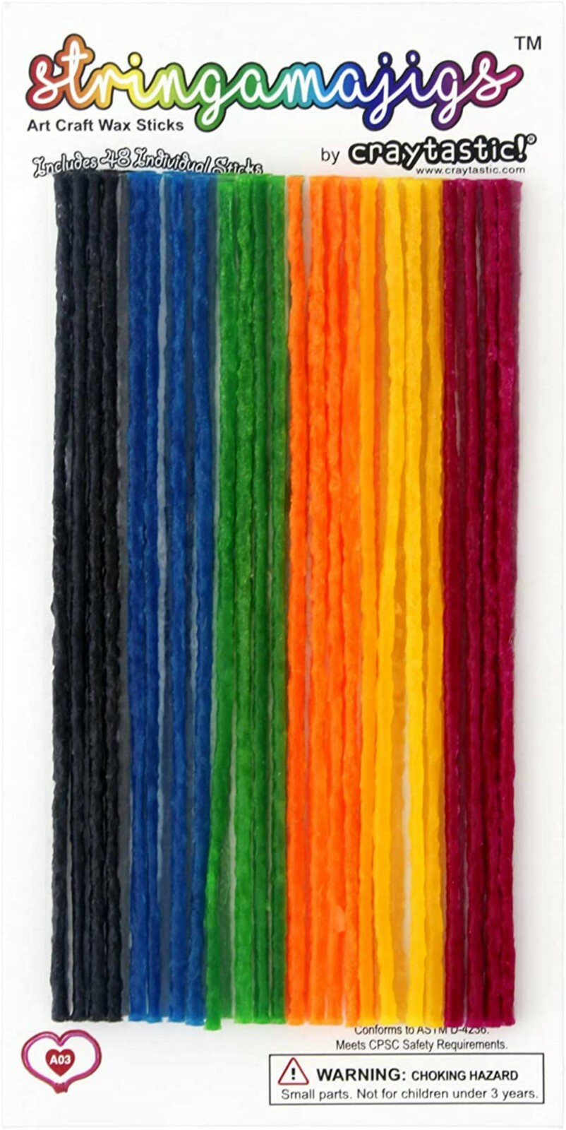 NEW – Craytastic! – Stringamajigs Art Wax Craft Yarn Sticks for Kids – 48 CT ea.