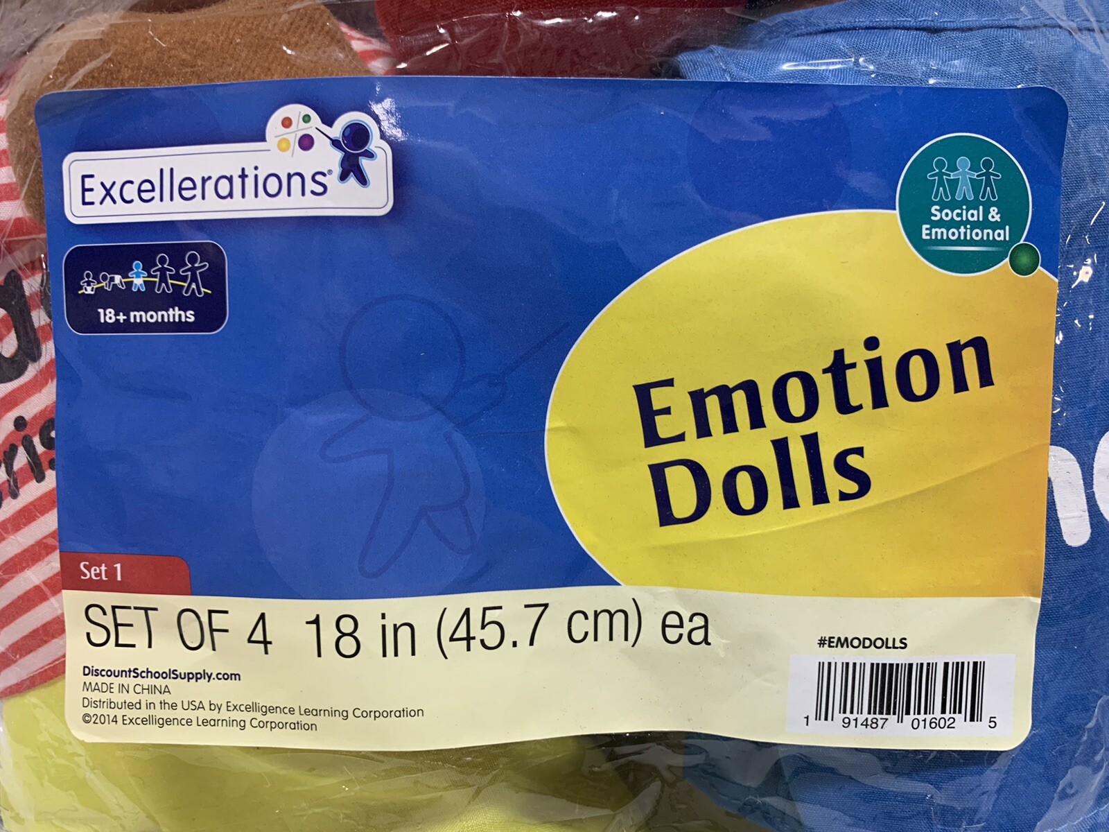 Excellerations Emotion Dolls 18” Bilingual Stuffed for Classroom and Therapy