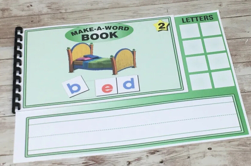 MAKE A WORD – Vowel E words – w/ letter tiles – Interactive Learning Book set