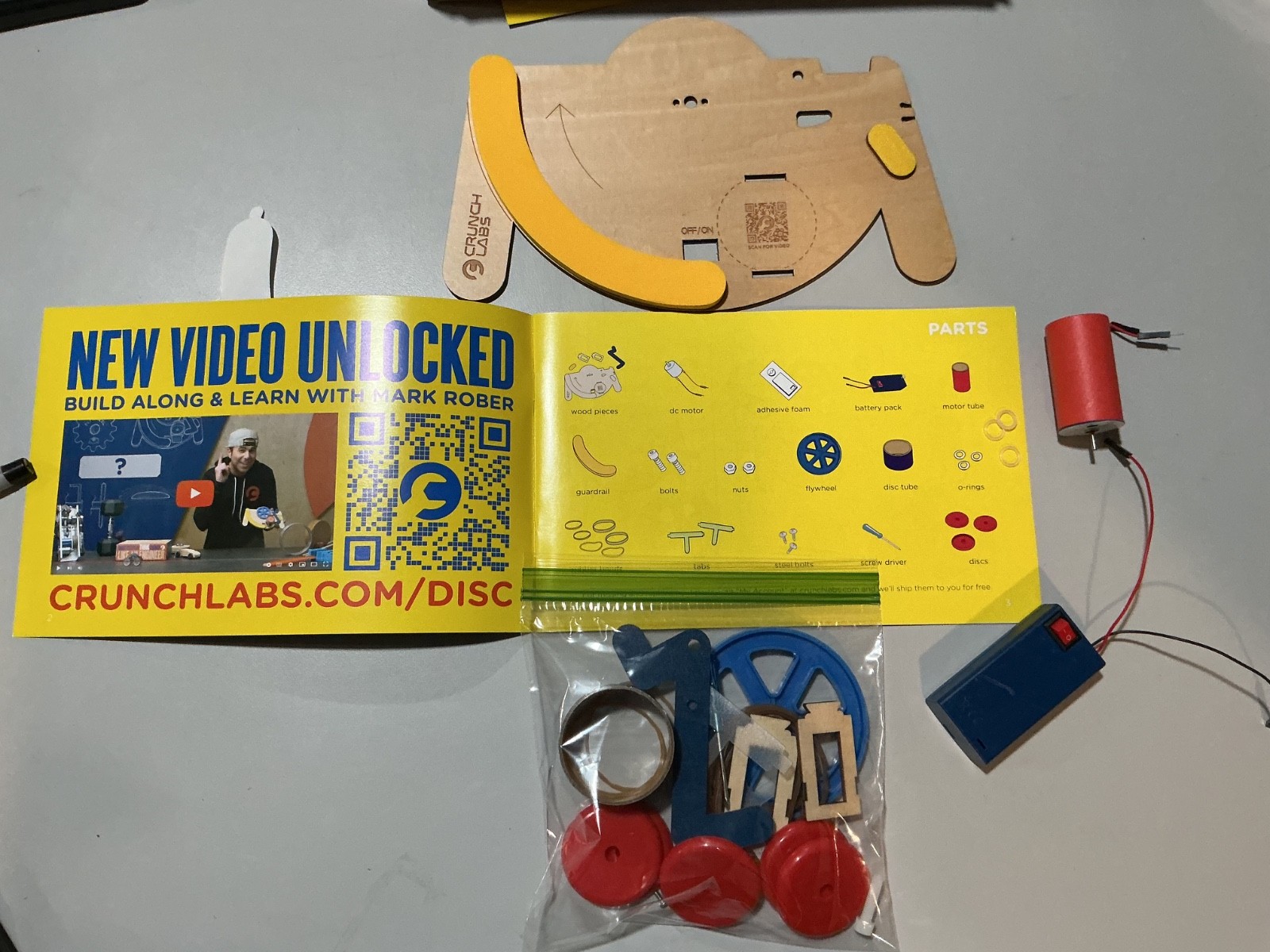 Crunch Labs Disc Launcher Build Box by Mark Rober STEM Kit Open Box