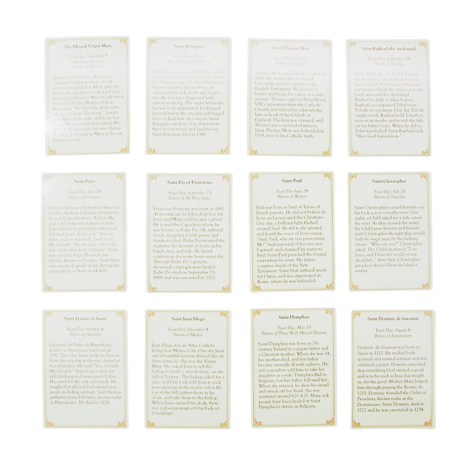 Catholic Saint Cards 52 Unique Stories Faith Based Educational Sunday School Les