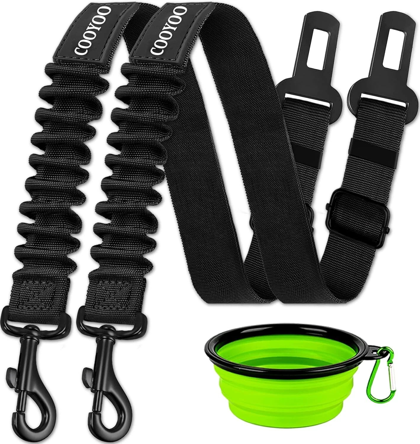 COOYOO Dog Seat Belt,3 Piece Set Retractable Dog Car Harness Adjustable Dog Seat