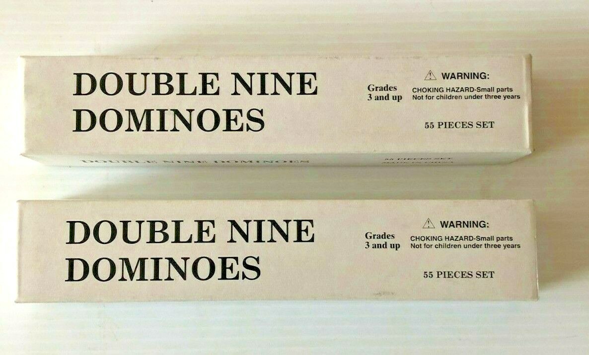 Double Nine Dominoes Lot of 2 Grades 3 and Up 55 Pieces Shrink wrapped in box