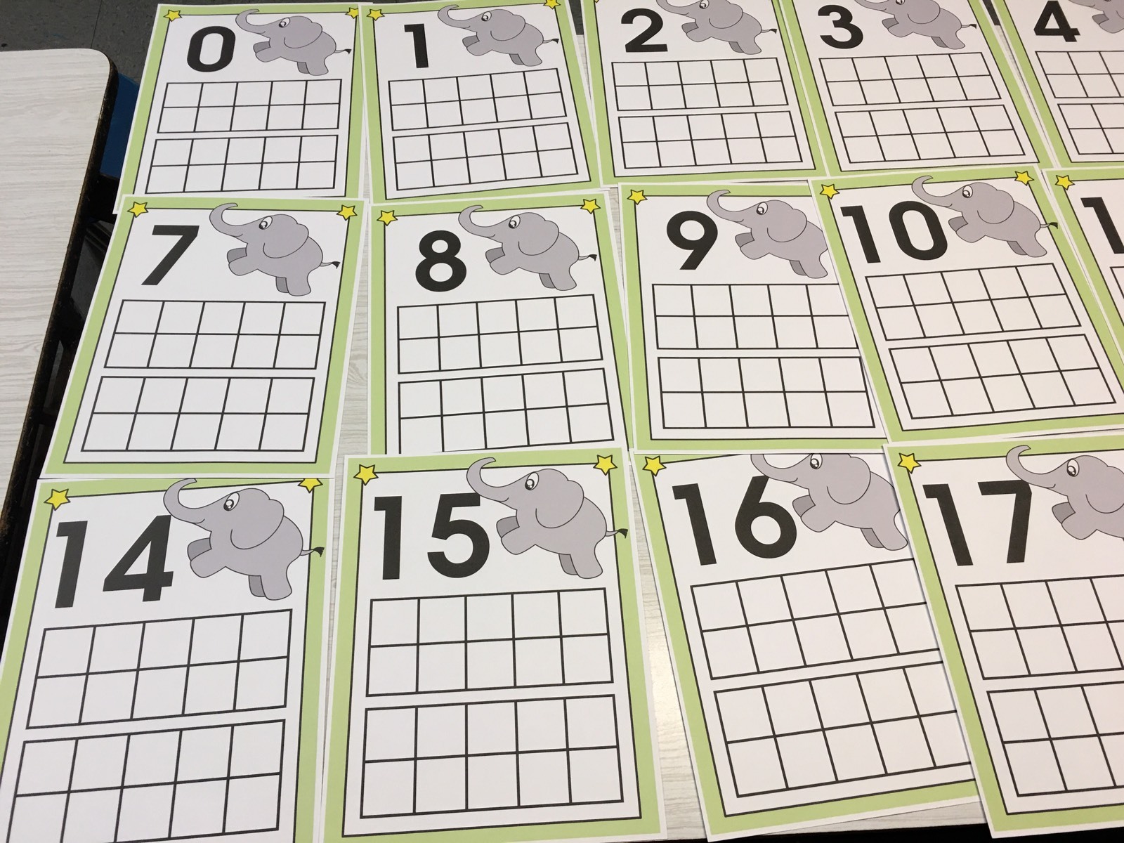 Elephant Count Ten Frames 0-20 Laminated Activity Set – Teaching Supplies