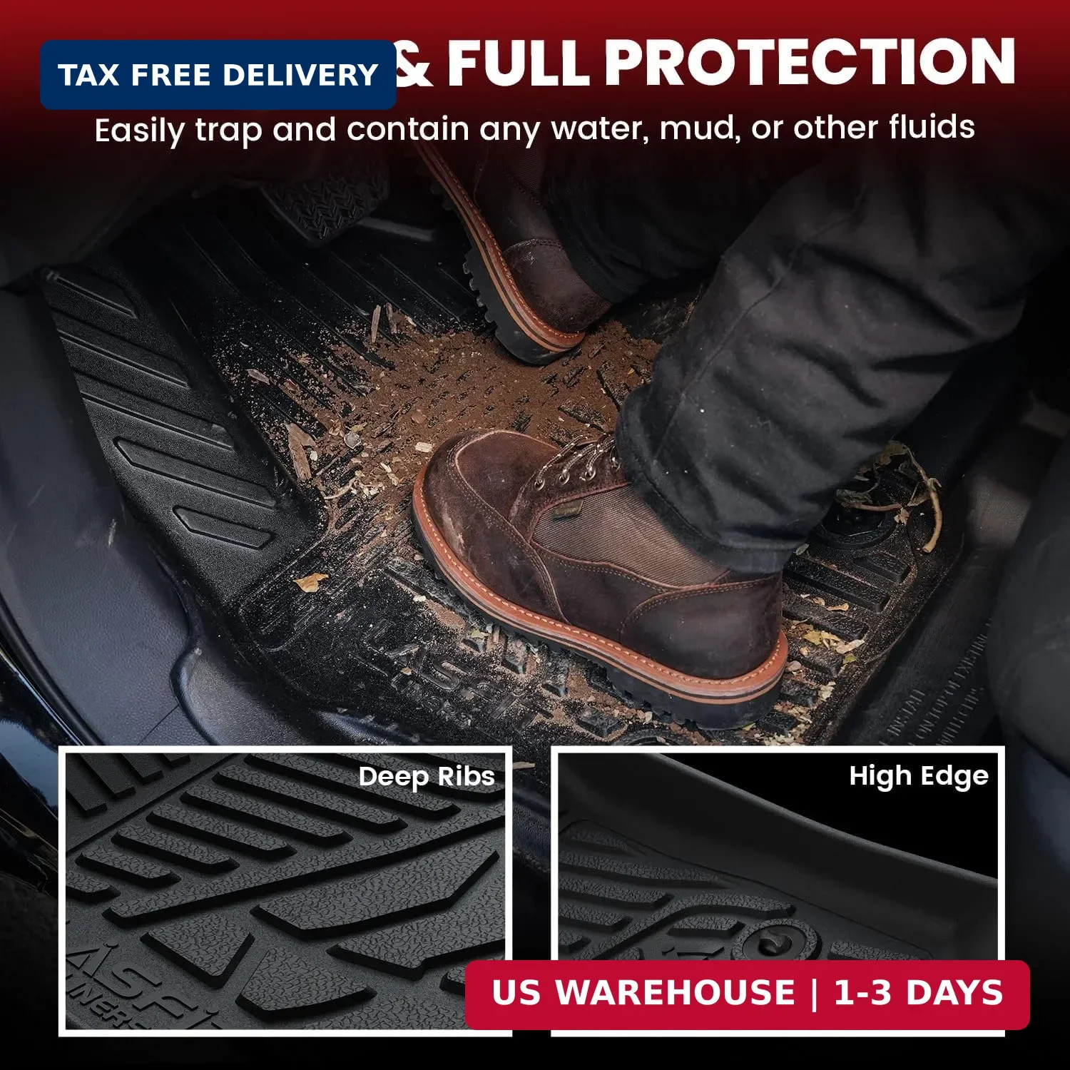 LASFIT Floor Mats 2019-2026 for Chevy Silverado/GMC Sierra 1500, 2020-2026 for 2