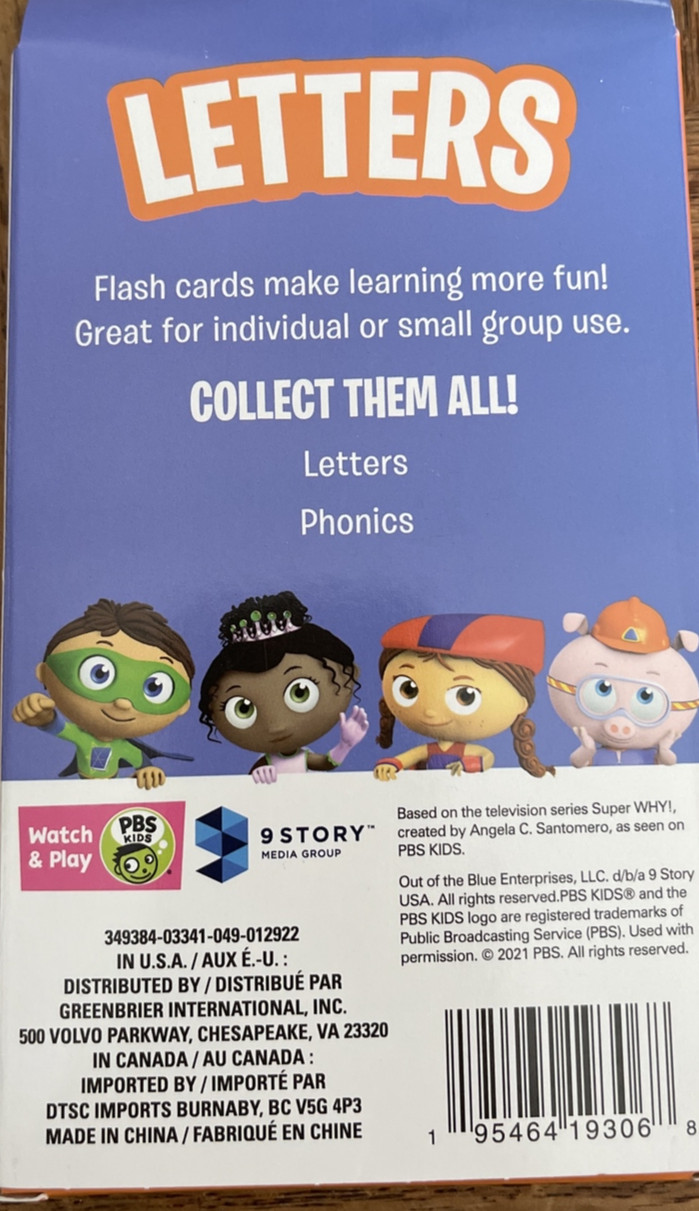 Super Why Letters Flash Cards-Brand New-SHIPS N 24 HOURS