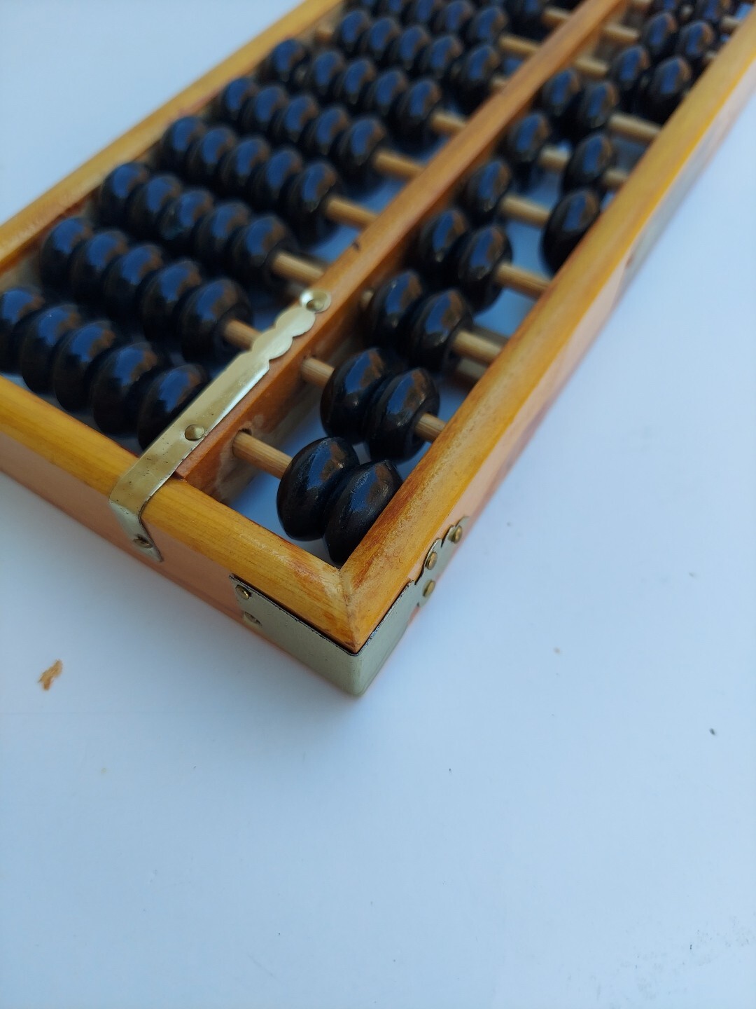 Vintage Abacus 13 Column Wood Calculator 7 Bead Rows 9½ X 4″ Metal Corners