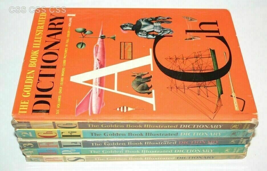 The Golden Book Illustrated Picture Dictionary Kids VTG Classic Volume 1 2 3 4 5