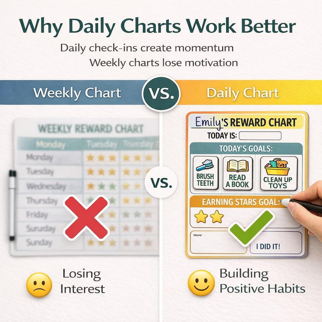 Reward Charts for Toddlers – Magnetic Daily Routine & Behavior Chart for Kids, P