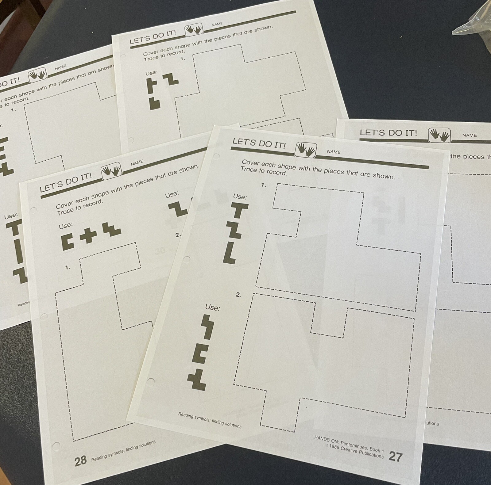 PENTOMINOES Teaching Manipulatives Geometric Shapes Homeschool 15 WORKSHEETS