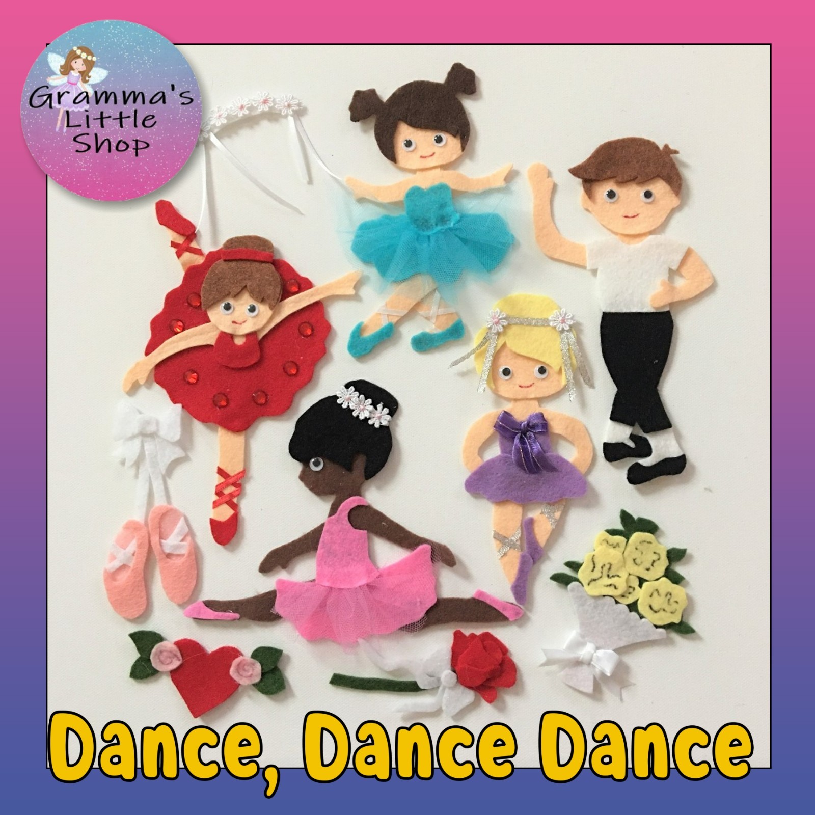 Ballerina Dancers Felt Set for Flannel or Felt Board Play
