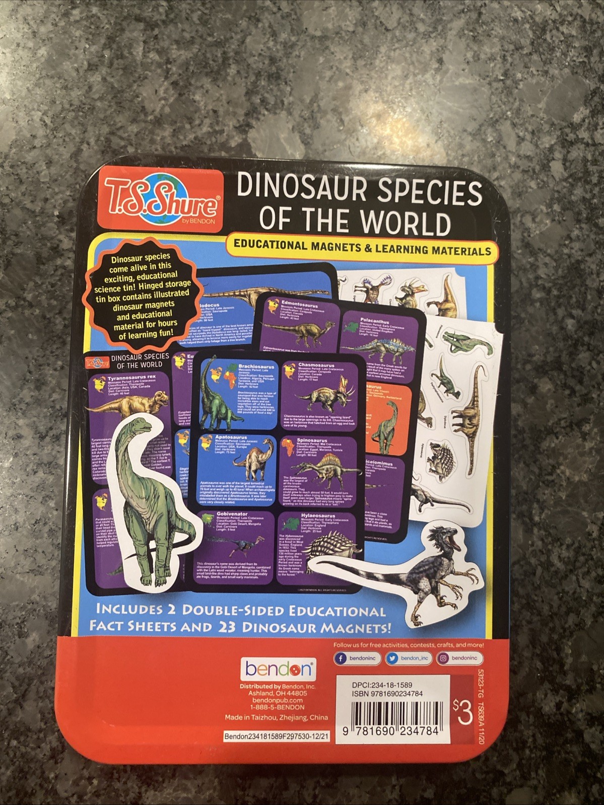 Dinosaur Species Of The World T.S. Shure Educational Magnets STEM Learning