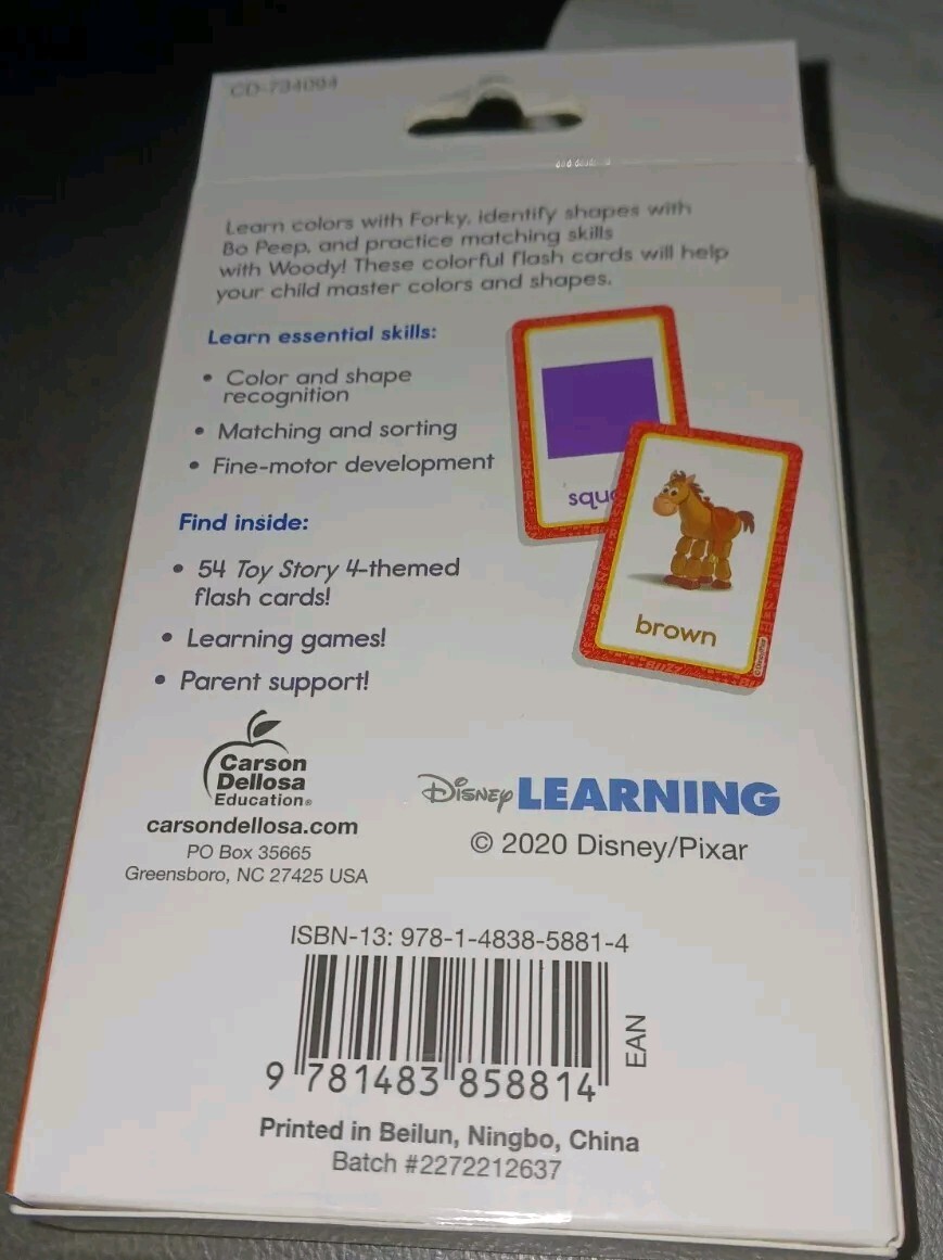 Toy Story 4 Colors and Shapes Flashcards 54 Learning Cards Brand NEW