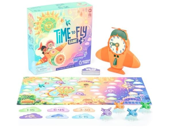 Educational Insights Time to Fly – Telling Time Board Game Clock Learning