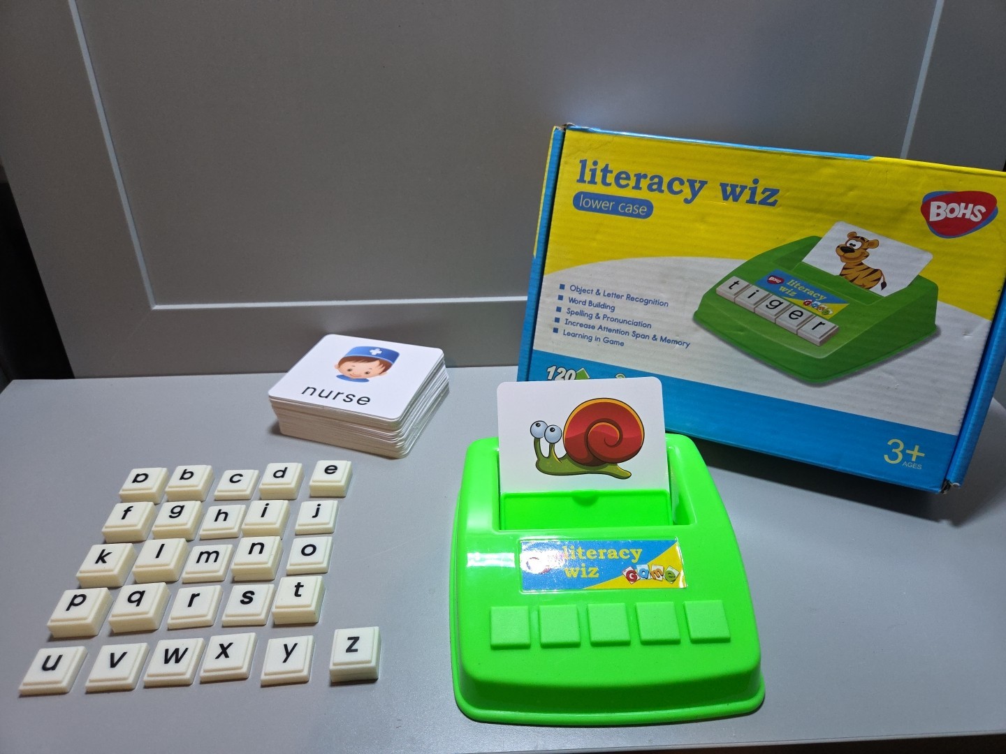 BOHS Literacy Wiz Game – See/Hide/Spell – Lower Case Flash Cards – Description
