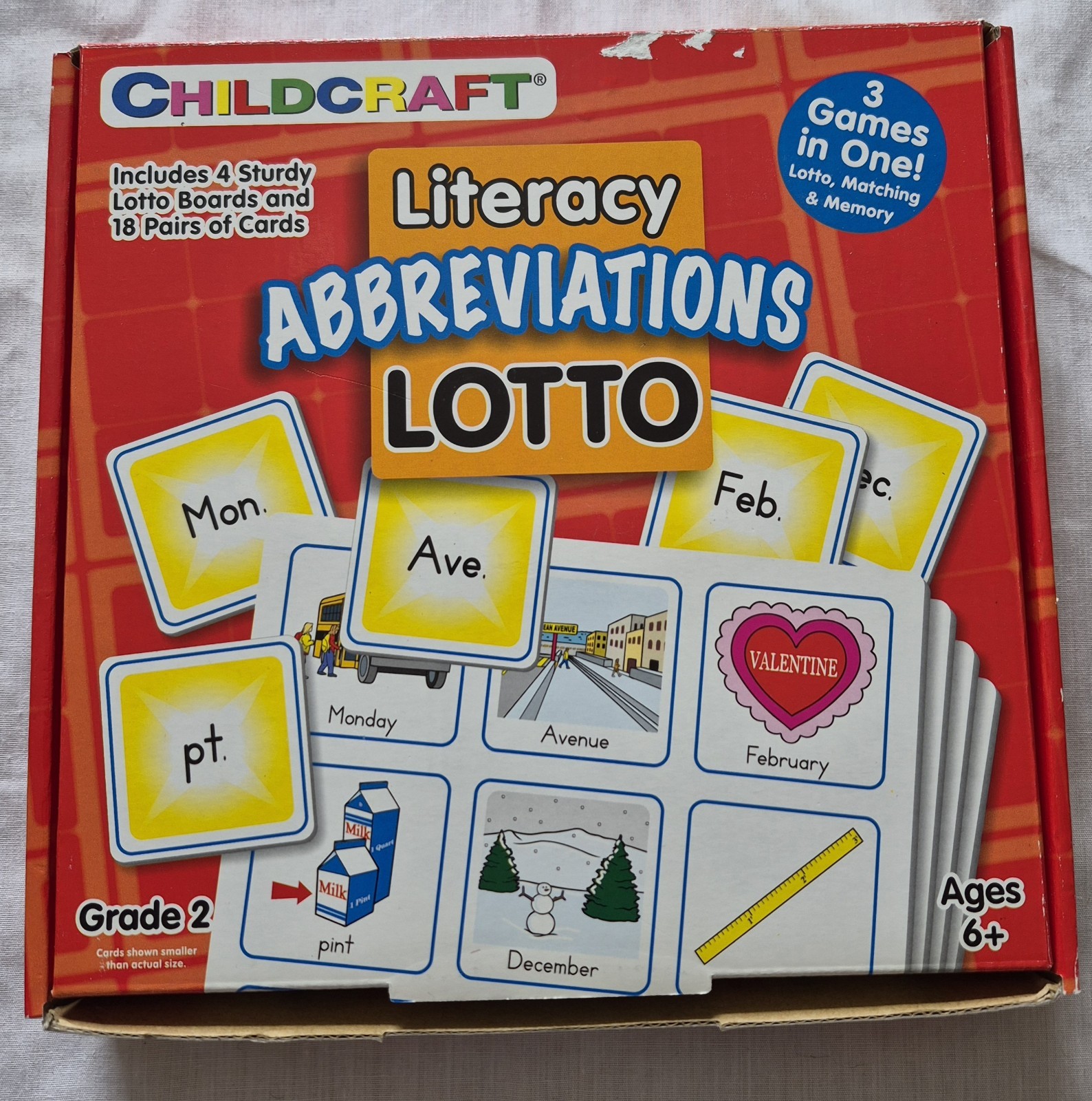 School Specialty’s Childcraft Literacy Lotto Abbreviation, 3 Games In One, Gr 2