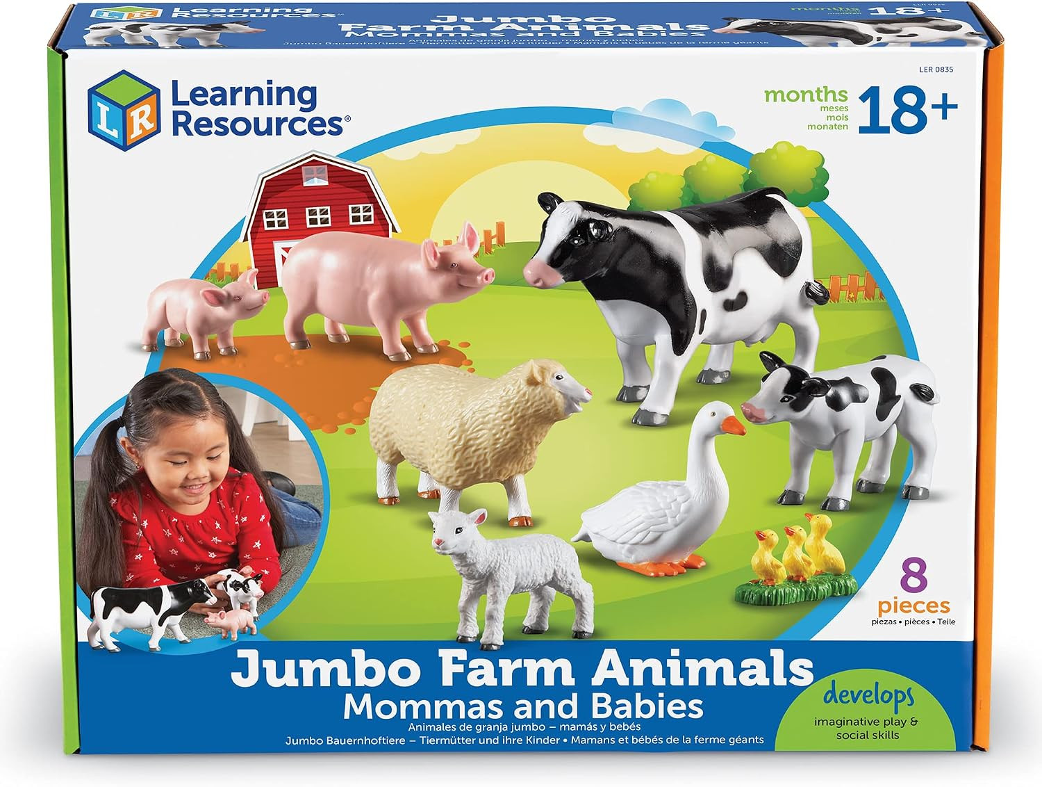 Jumbo Farm Animals Mommas and Babies – 8 Pieces, Ages 18+ Months Toddler Learnin