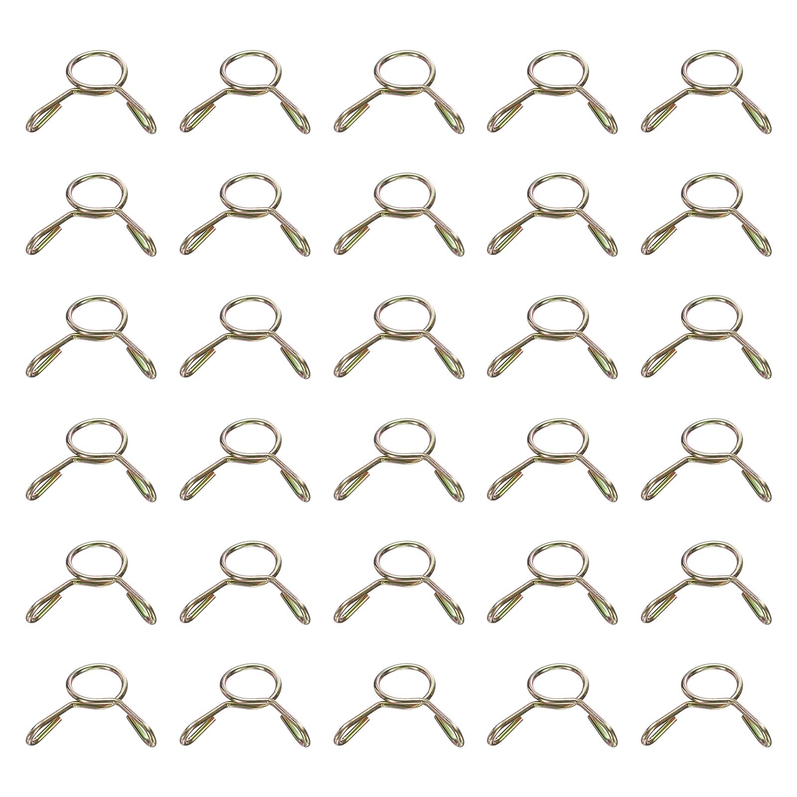 30Pcs 6mm ID 7.3mm OD Fuel Line Hose Clips 65Mn Spring Clips Clamps Gold