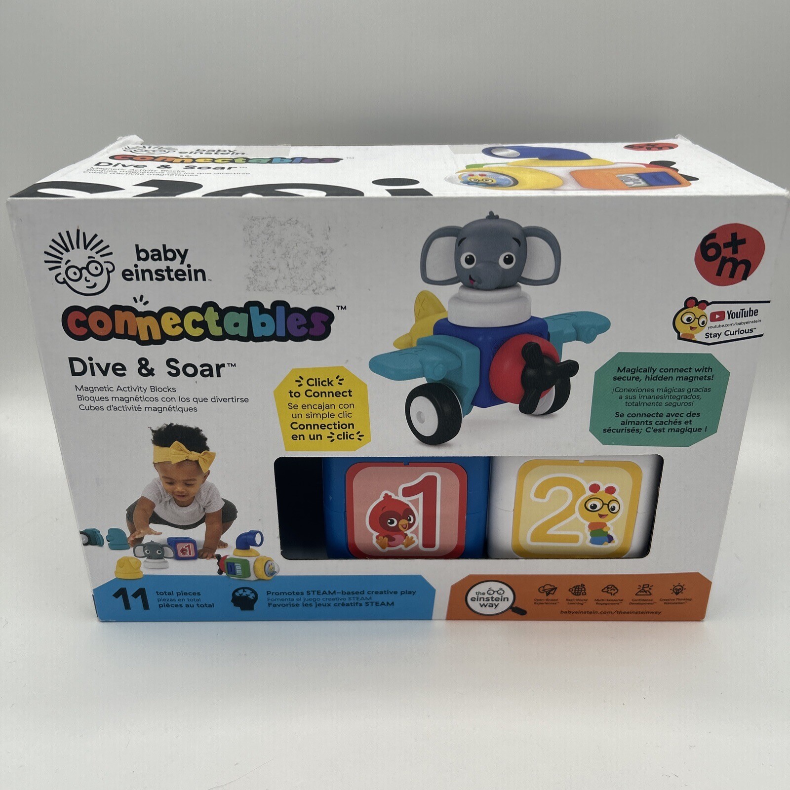 Baby Einstein Connectables Dive and Soar Magnetic Activity Blocks Steam Play Toy