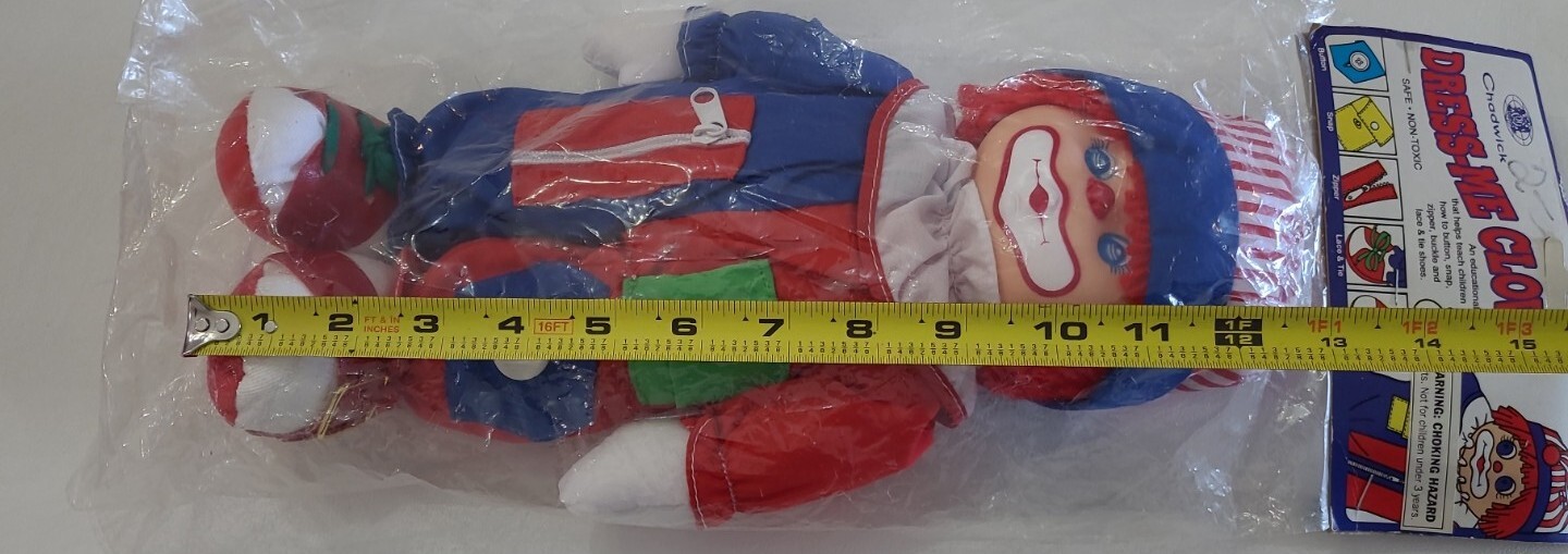Chadwick Dress- Me Clown Doll Plush 14″ Educational Toy New Vintage 1992 Read ⬇️