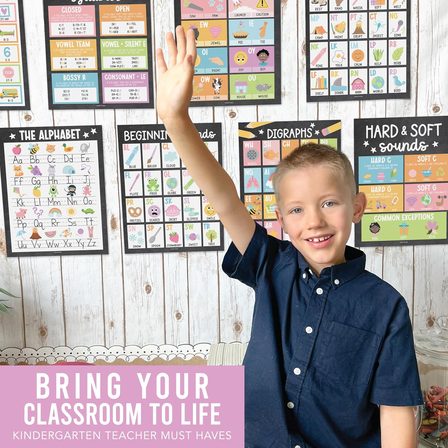 Phonics Posters for Classroom Must Haves – 9 Sound Wall for Kindergarten & Eleme