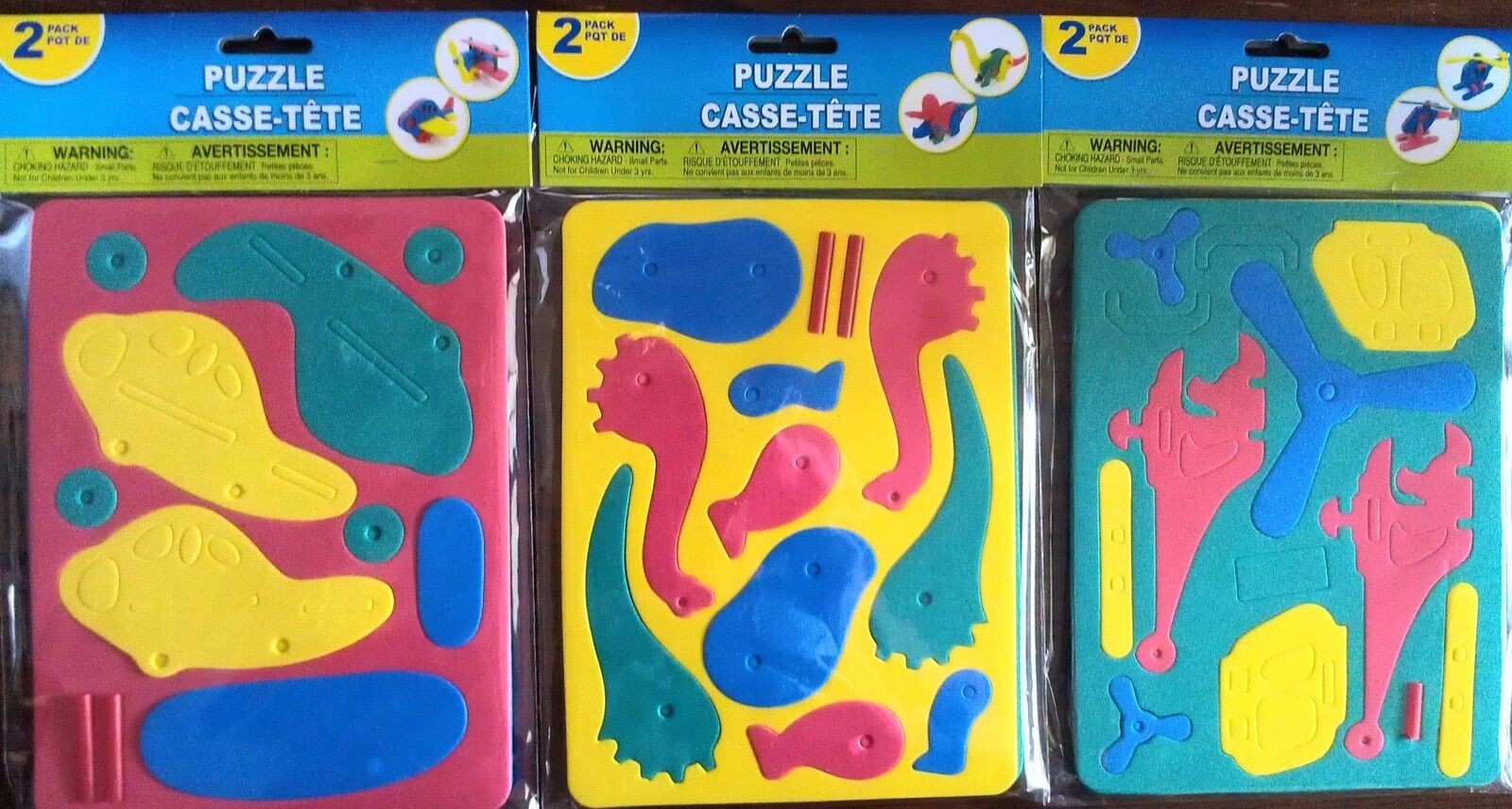 3-D Foam Puzzle Set Dinosaur Plane Helicopter Craft Child Activity Toy NEW B38