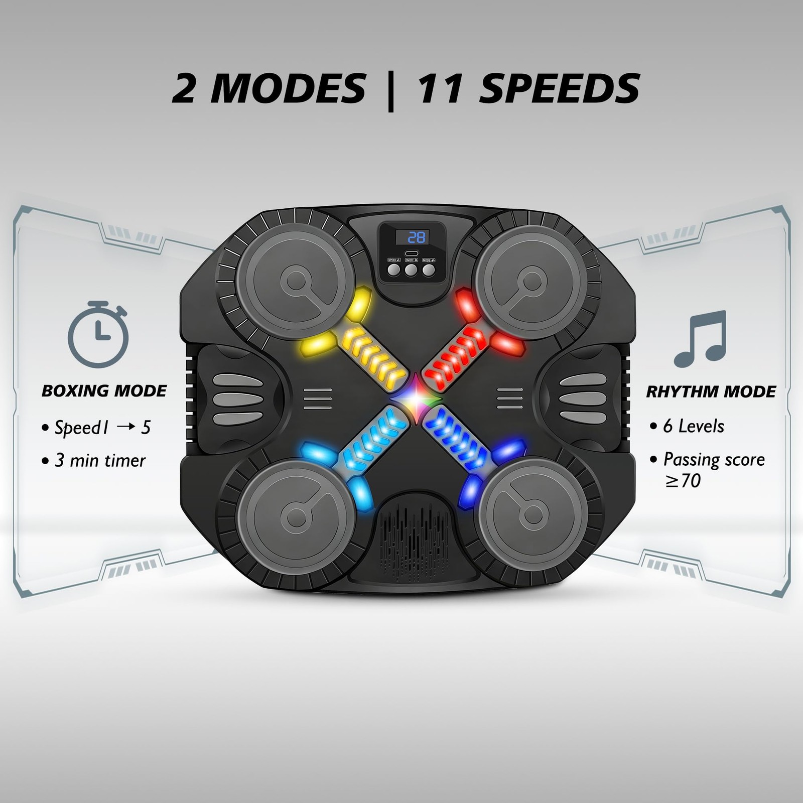 Music Boxing Machine Sport Toys for Kids,Wall Mounted Medium, Black S