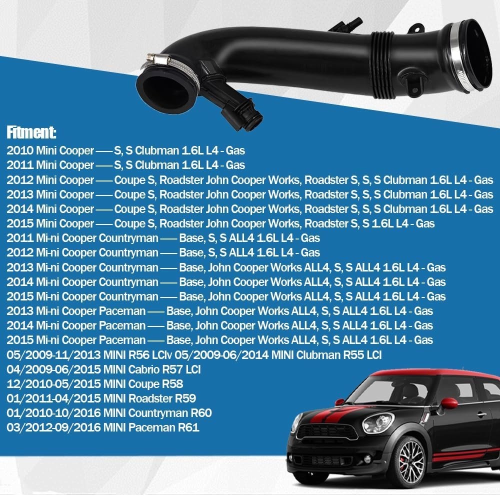 Air Duct Intake Hose Boot Pipe Tube Fits for 2009-2016 Mini Cooper Countryman Pa