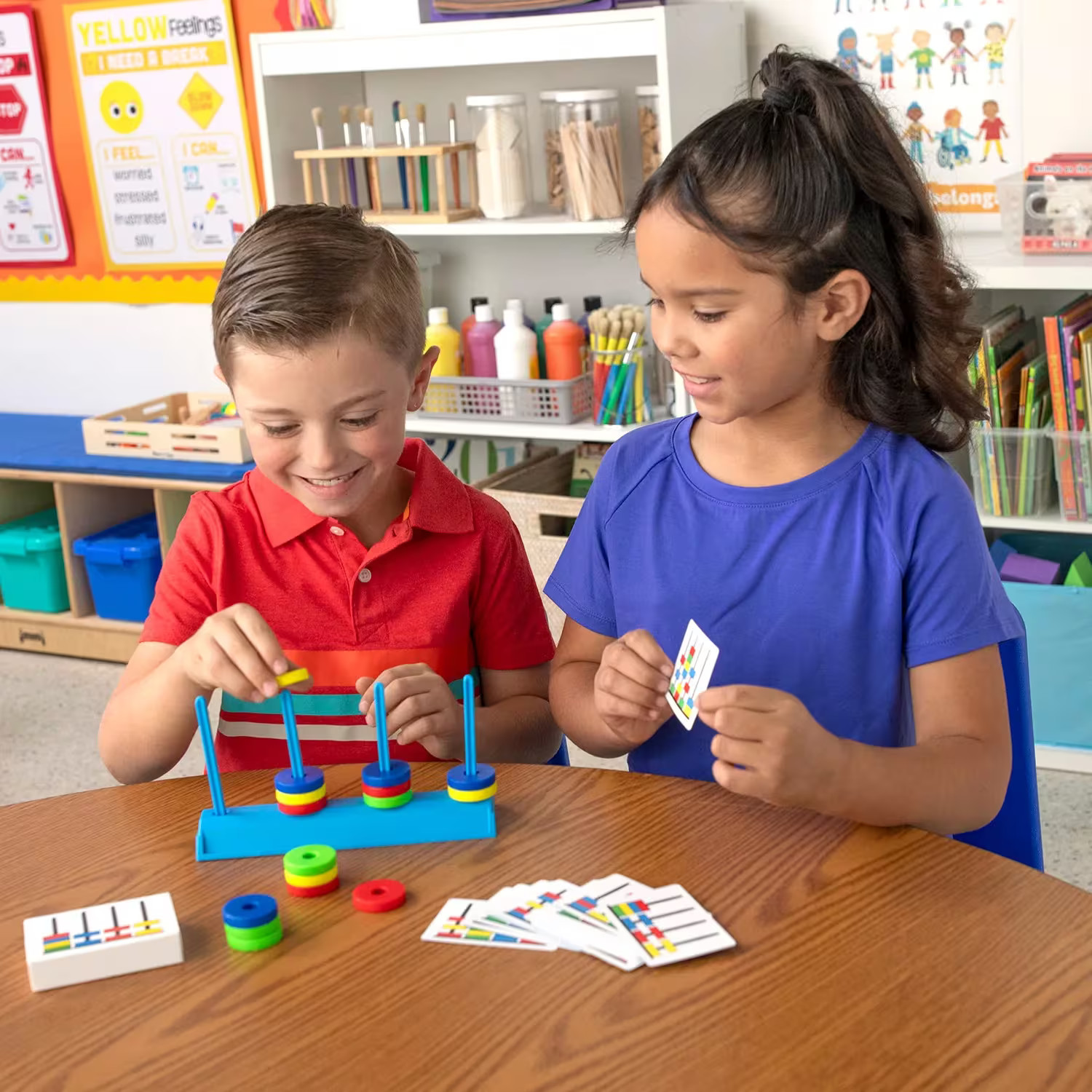 Fun Express 8″ STEM Floating & Stacking Magnets Set with Flash Cards – 70 Pc.