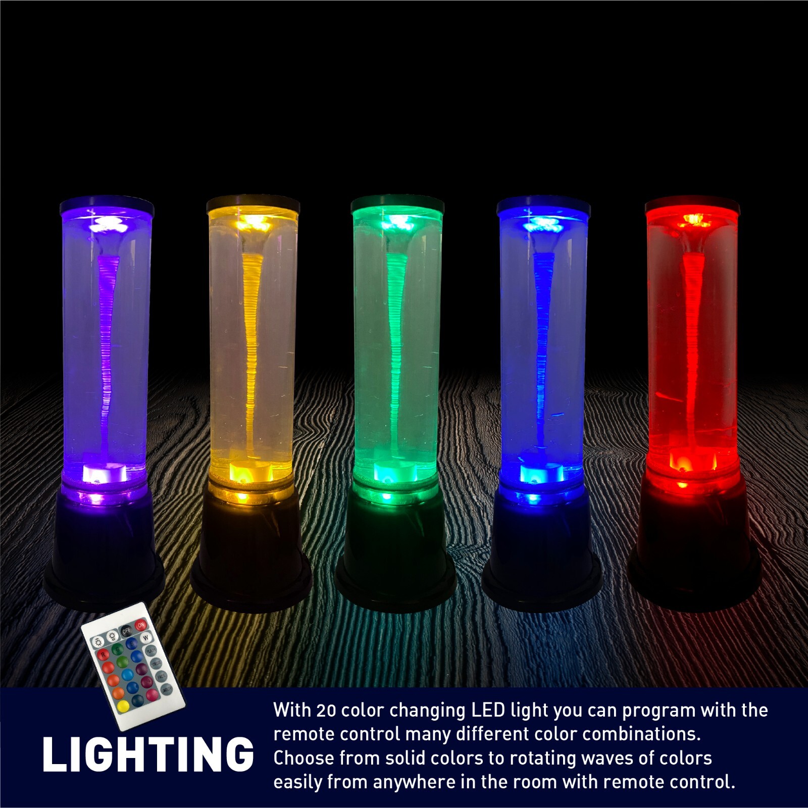 Water Vortex Tornado Lava Lamp – 14” Tall – Kids Science Gift – Color Changing