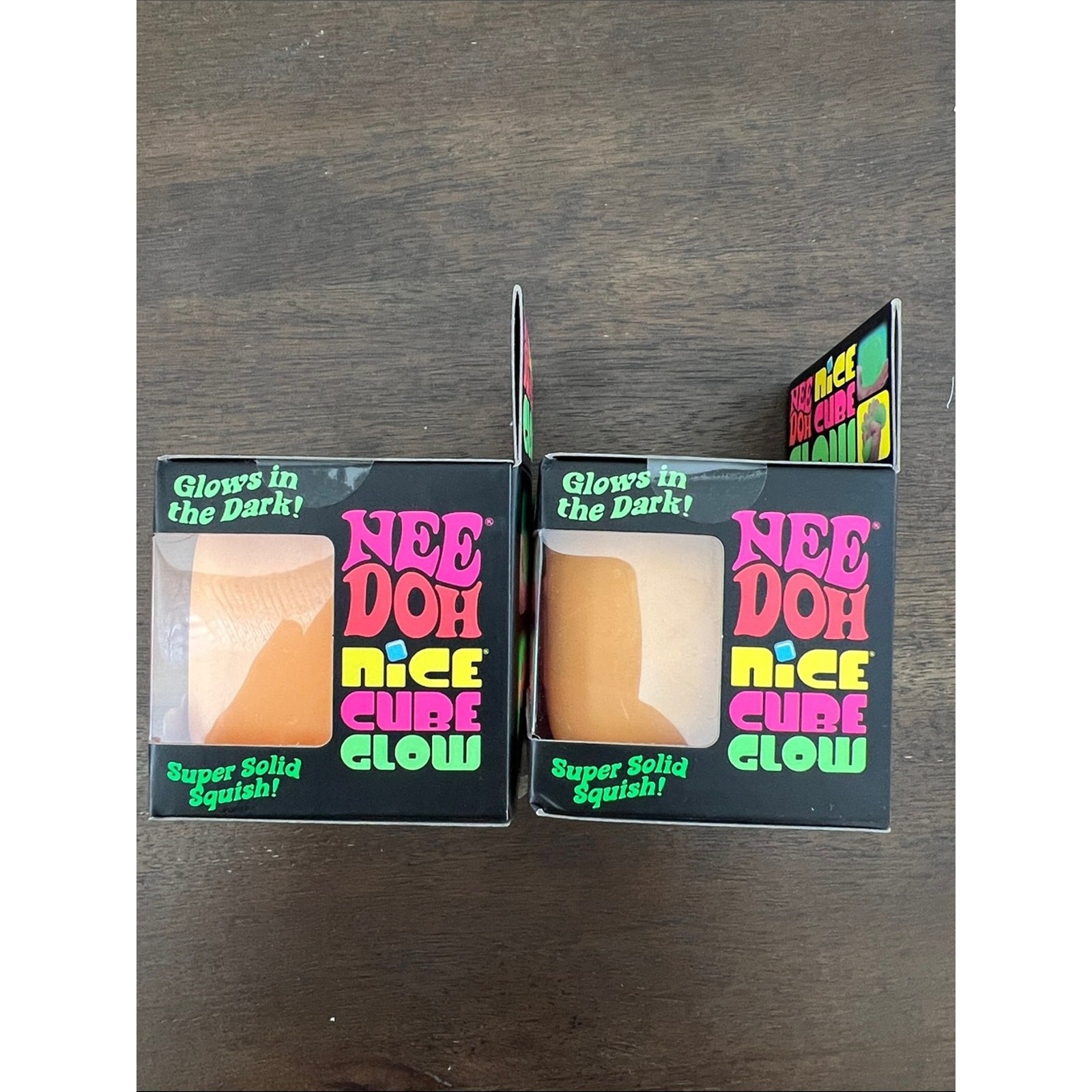 NeeDoh Nice Cube Glow – ORANGE, 1 pc-Super Solid Squish Fidget Sensory Toy – NIB