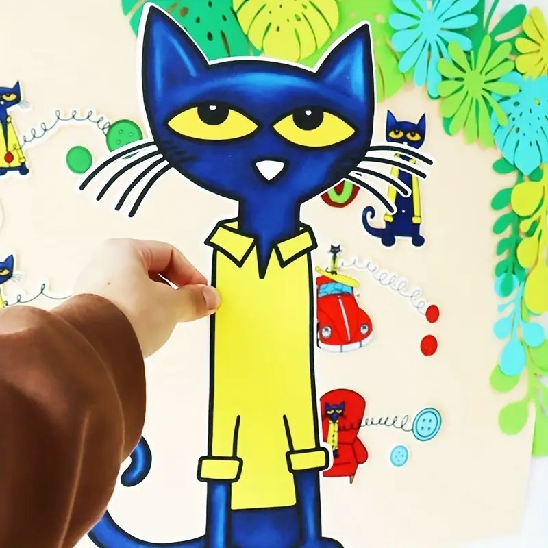 Pete the Cat Button Story Felt Set Flannel Board Educational Toys Preschool Kids