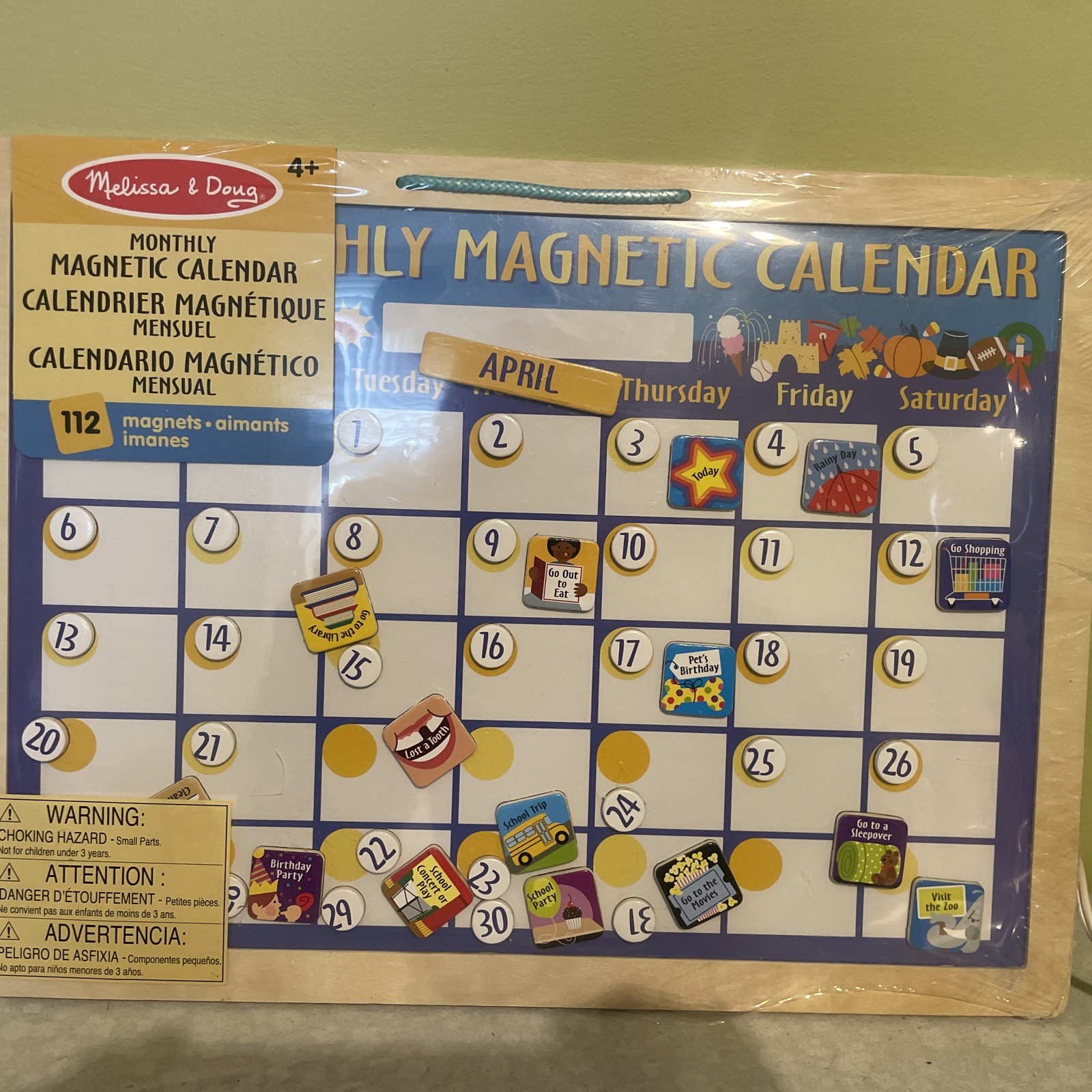 Melissa & Doug Hanging Magnetic Monthly Wall Calendar NIP 112 magnets Learn New