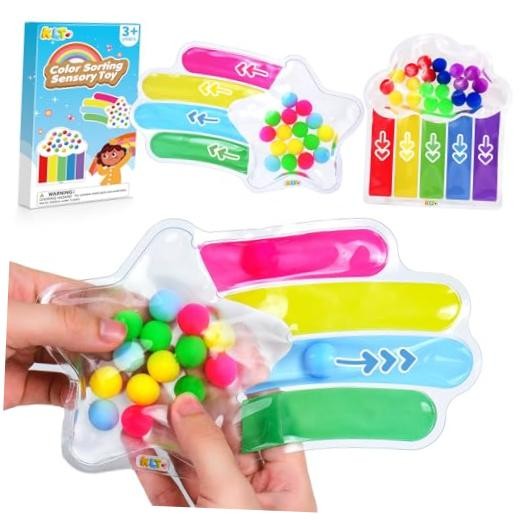 2 PCS Color Sorting Sensory Toys for Toddlers: Quiet Calming Travel Roadtrip