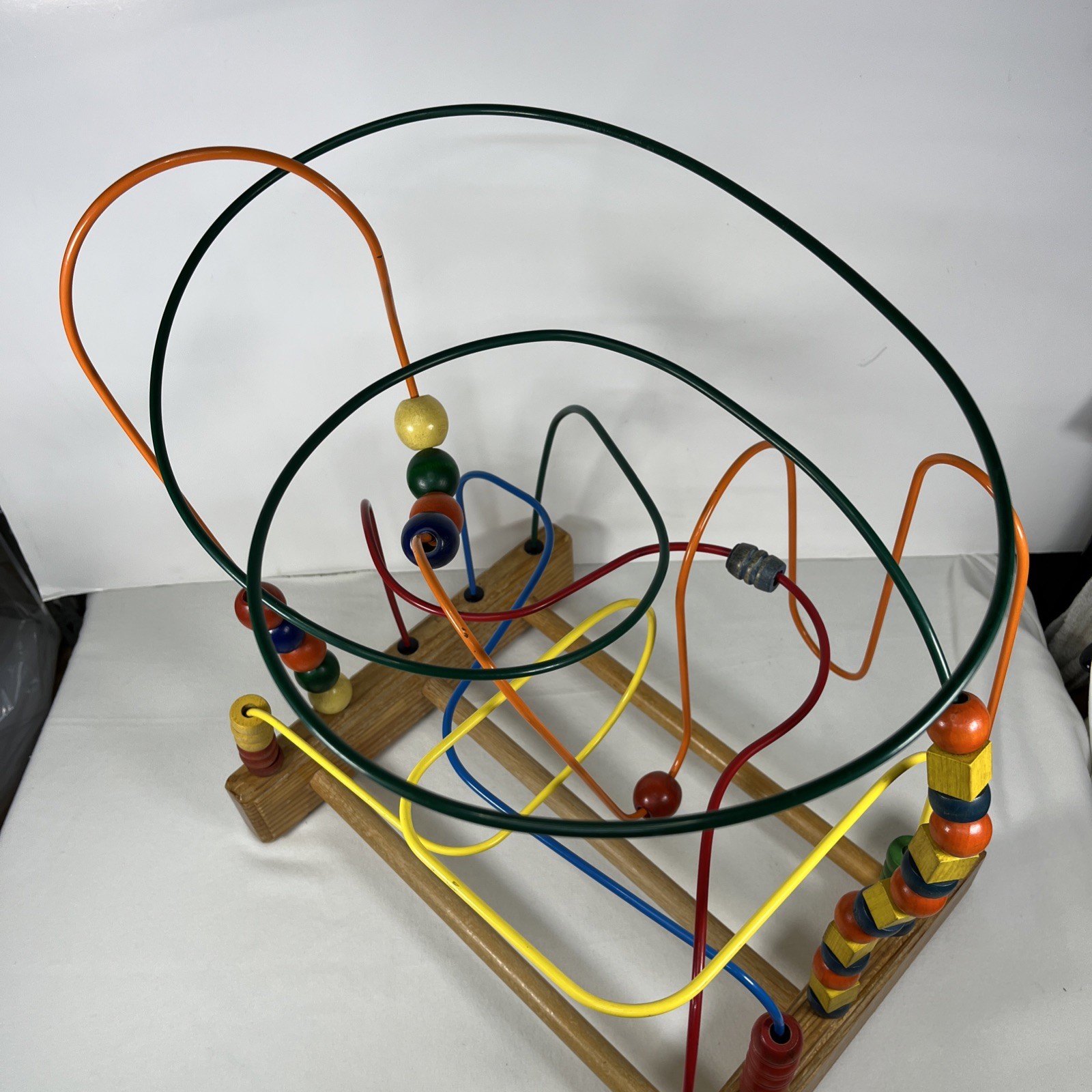 Vintage Anatex Rollercoaster Bead Maze Metal Wood Educational Activity 16x13x20
